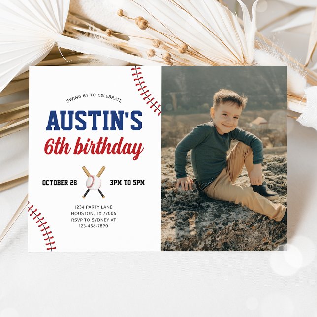 Baseball Birthday Photo Invitation (Creator Uploaded)
