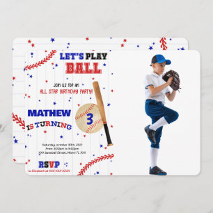 Baseball Birthday Photo Invitation