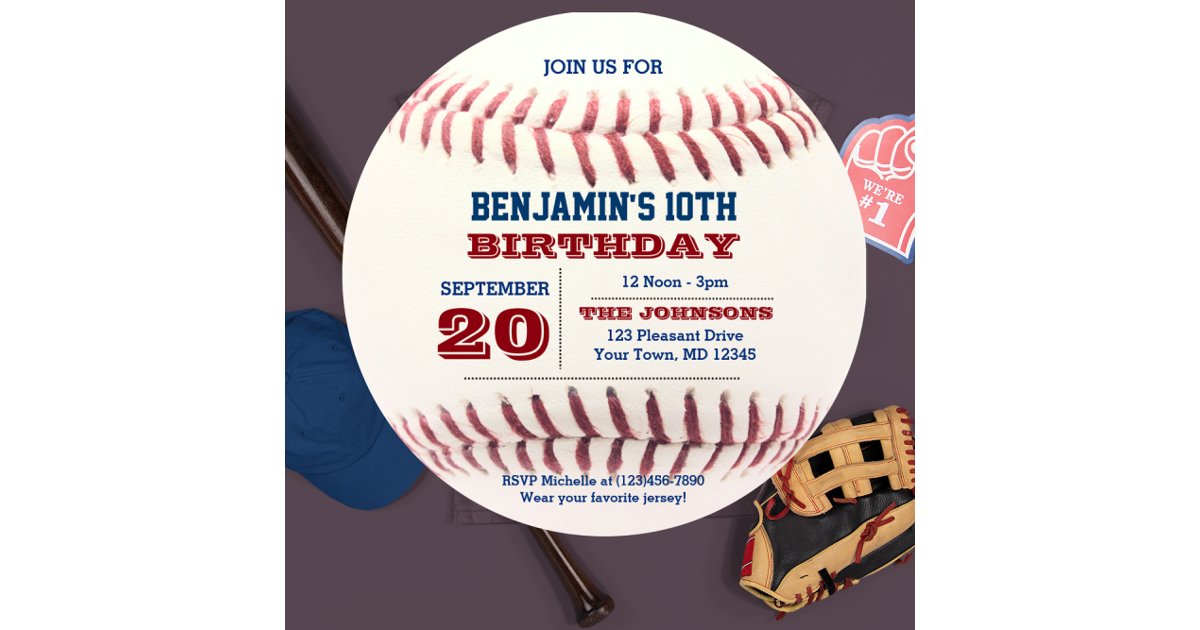 Baseball Birthday Round Invitation | Zazzle