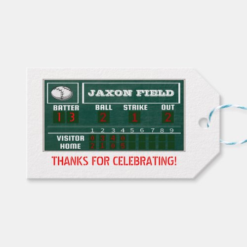 Baseball BirthdayScoreboardPARTY Gift Tags