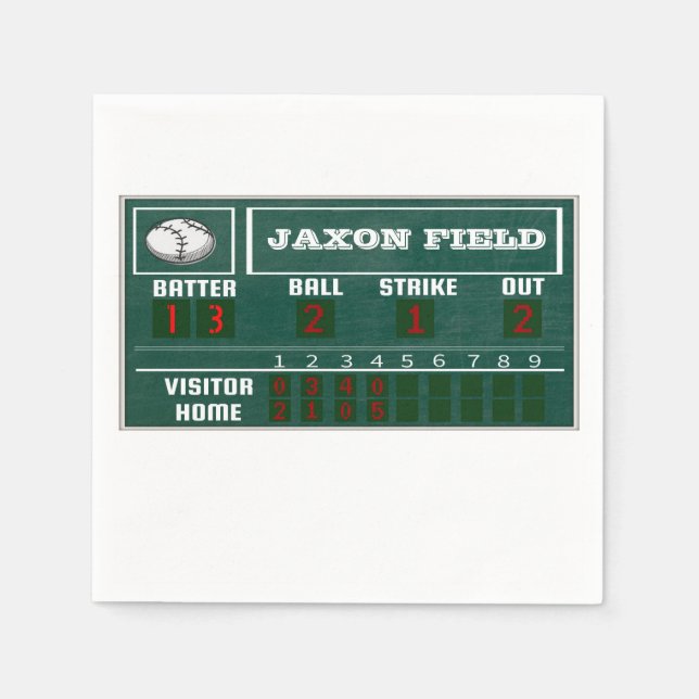 Baseball Birthday|Scoreboard|PARTY Napkins (Front)