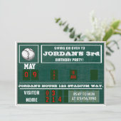 Baseball Birthday|Scoreboard|vintage baseball|kids Invitation (Standing Front)