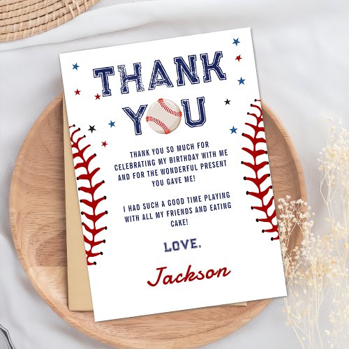 Baseball Birthday Thank You Card