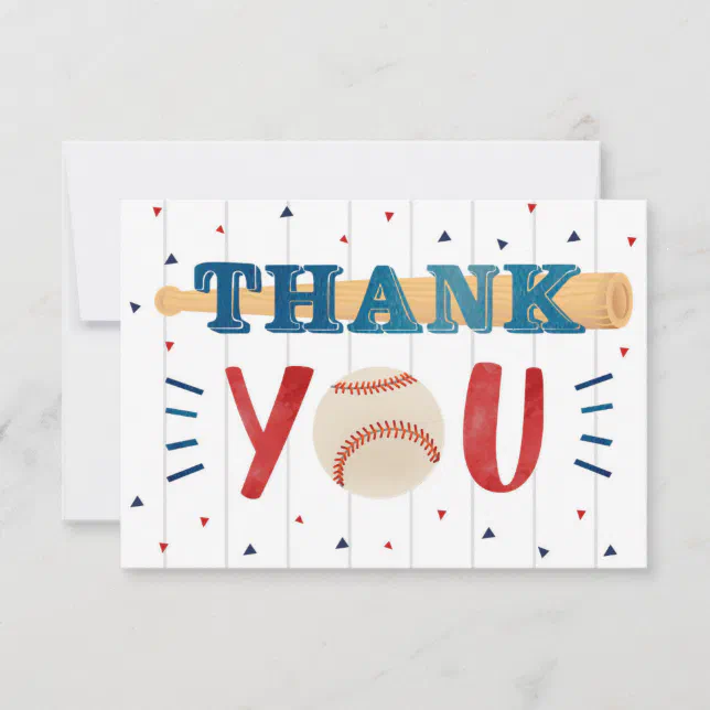 Baseball Birthday Thank You Cards | Zazzle