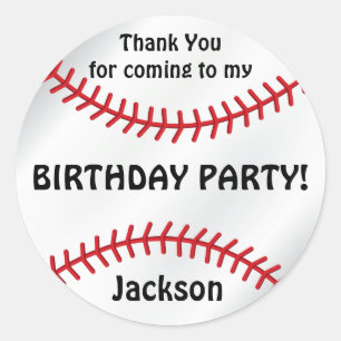 Baseball Birthday    Thank You Classic Round Sticker