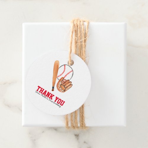 Baseball birthday thank you favor tag