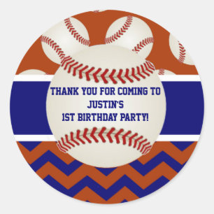 Baseball Birthday Thank You Stickers