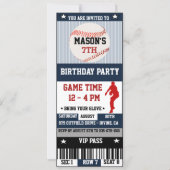 Baseball Birthday Ticket Invitation (Front)