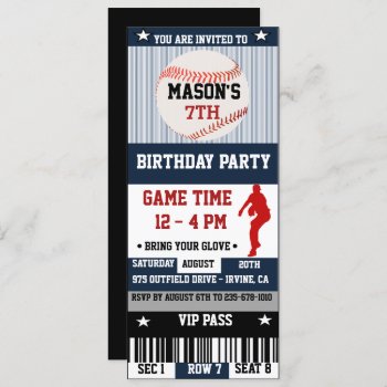 Baseball Birthday Ticket Invitation by DesignsActual at Zazzle