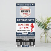 Baseball Birthday Ticket Invitation (Standing Front)