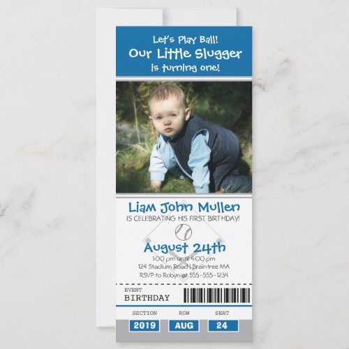 Baseball Birthday Ticket Invite