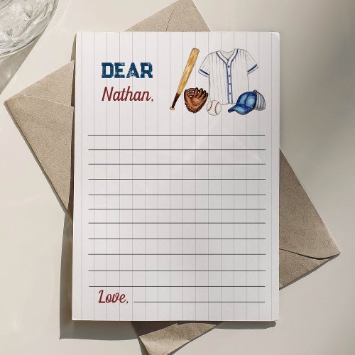 Baseball Birthday Time Capsule Note Message Card