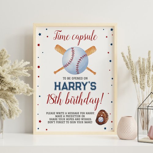 Baseball Birthday Time Capsule sign