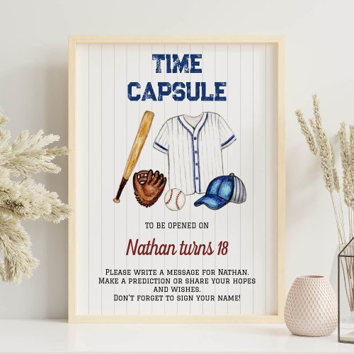 Baseball Birthday Time Capsule sign