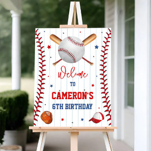 Baseball Birthday Welcome Sign