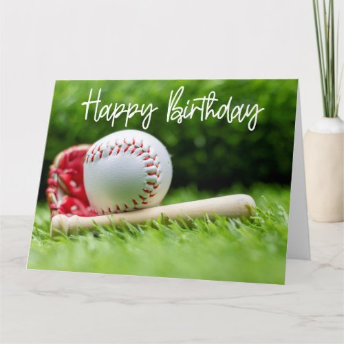 Baseball  Birthday word on green for Player Card