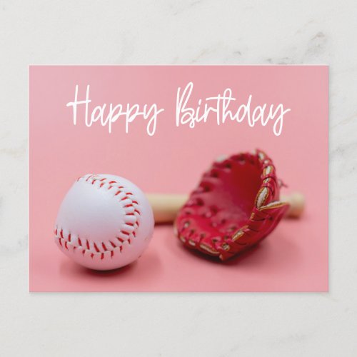 Baseball  Birthday word on green for Player  Postcard