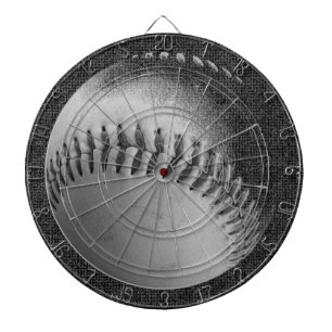 Baseball (black and white)l dartboard with darts