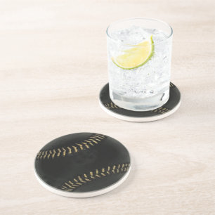baseball black drink coaster