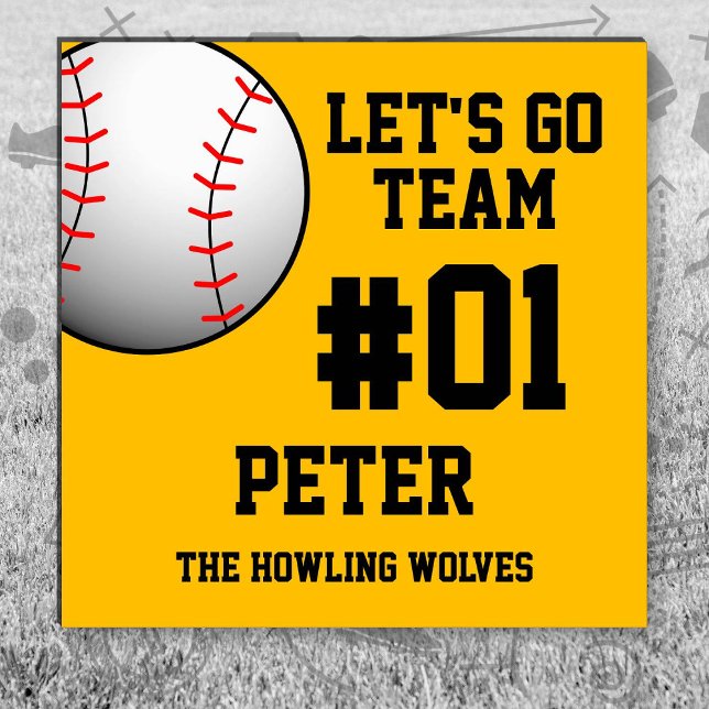 Baseball Black Gold Car Magnet (Black and Gold Baseball Let's Go Team Car Magnet. Celebrate your high school or college athlete.)