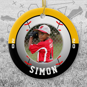 Baseball Black Gold Team Colors Ceramic Ornament