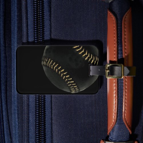 Baseball black luggage tag