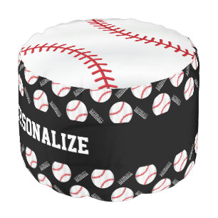 Baseball Black Sport Pattern Pouf