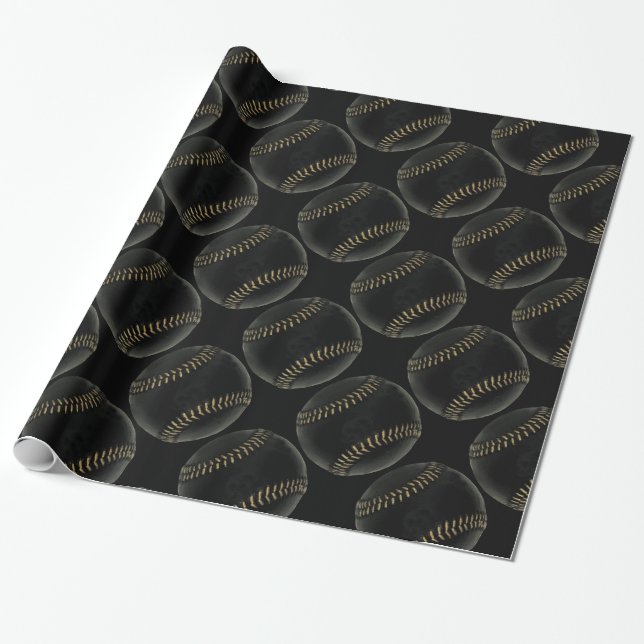 baseball black wrapping paper (Unrolled)