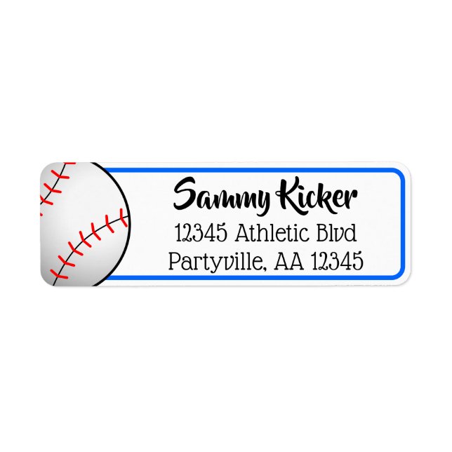 Baseball Blue & Black Address Label (Front)