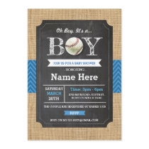 Baseball Blue Boy Baby Shower Sports Invite