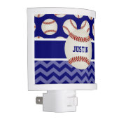 Baseball Blue Chevron Personalized Night Light (Right)