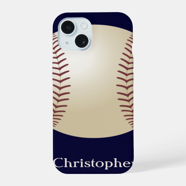 Baseball, Blue, Name Iphone Case (Back)