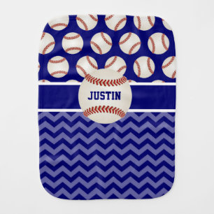Baseball Blue Personalized Burp Cloth