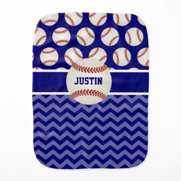 Baseball Blue Personalized Burp Cloth