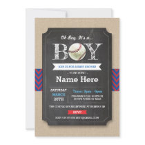 Baseball Blue Red Boy Baby Shower Sports Invite