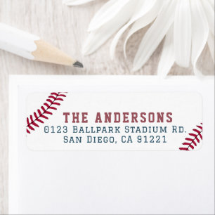 Baseball Blue & Red Return Address Label