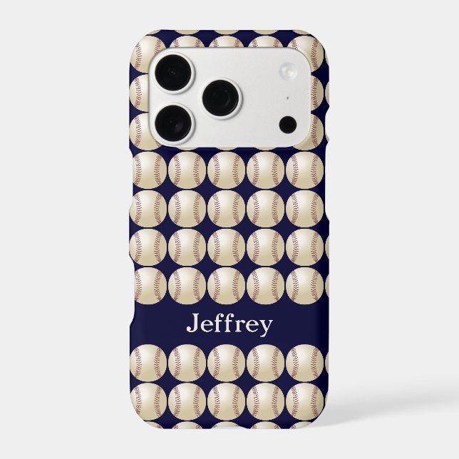 Baseball, Blue, Rugged, Personalized Name Case-Mate iPhone Case (Back)