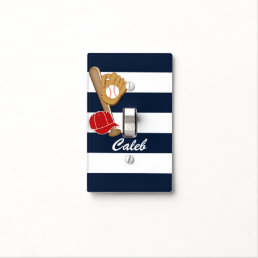 Baseball Blue Striped Bedroom Light Switch Cover