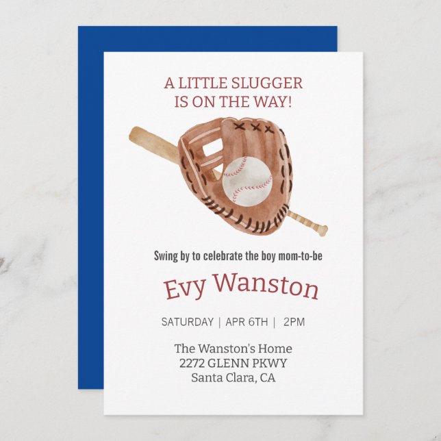 Baseball boy baby shower invitation (Front/Back)
