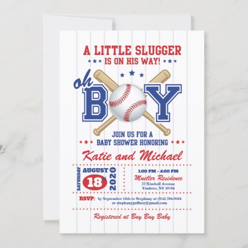 Baseball Boy Baby Shower Invitation