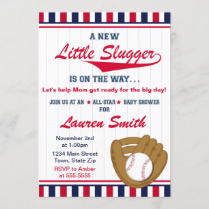 Baseball Boy Baby Shower Invitation 5x7 Card