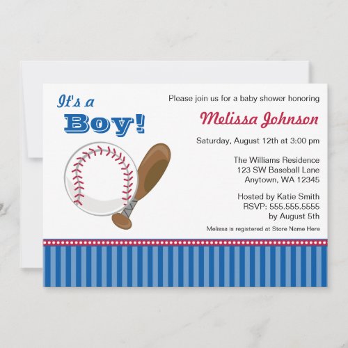 Baseball Boy Baby Shower Invitations