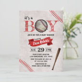 Baseball Boy Baby Shower Vintage Sport Theme Invitation (Standing Front)