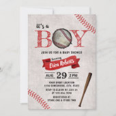 Baseball Boy Baby Shower Vintage Sport Theme Invitation (Front)