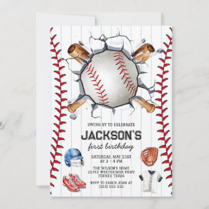 Baseball Boy Birthday Party Invitation