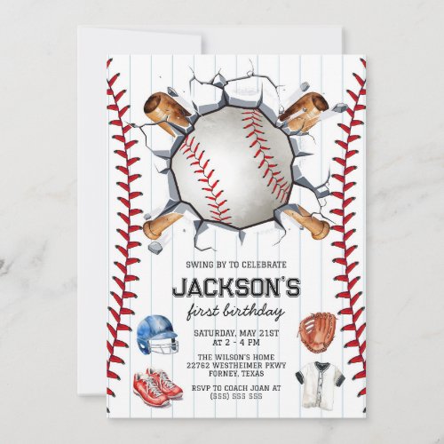 Baseball Boy Birthday Party Invitation