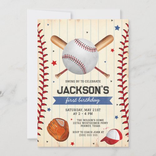 Baseball Boy Birthday Party Invitation