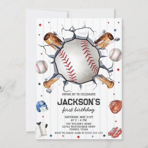 Baseball Boy Birthday Party Invitation