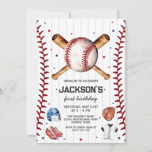 Baseball Boy Birthday Party Invitation