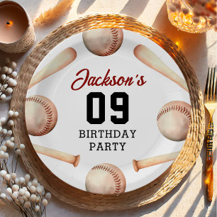 Baseball Boy Birthday Party Paper Plates